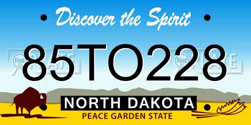 85TO228 North Dakota License Plate