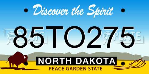 85TO275 North Dakota License Plate