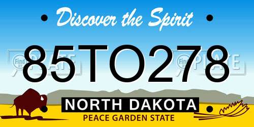 85TO278 North Dakota License Plate