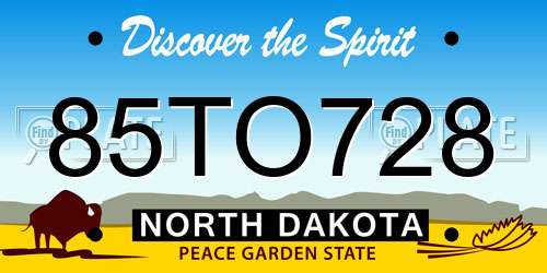 85TO728 North Dakota License Plate