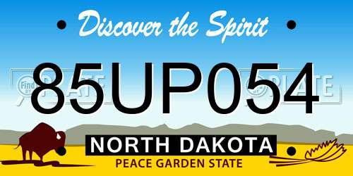 85UP054 North Dakota License Plate