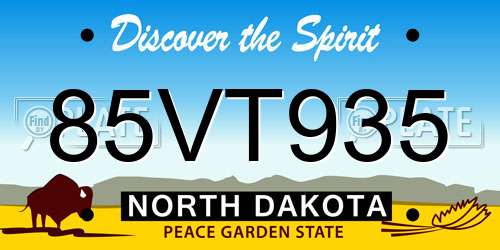 85VT935 North Dakota License Plate