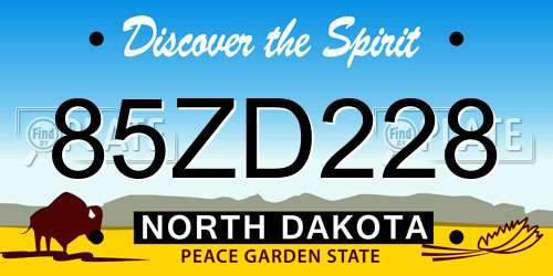 85ZD228 North Dakota License Plate