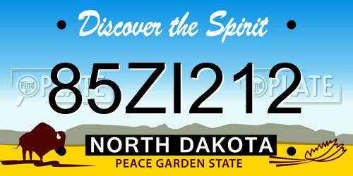 85ZI212 North Dakota License Plate