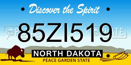 85ZI519 North Dakota License Plate