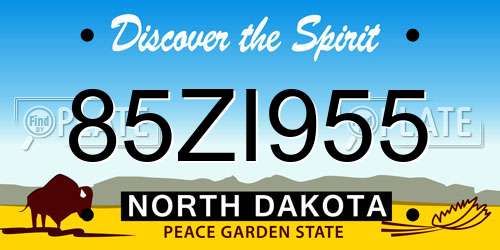 85ZI955 North Dakota License Plate