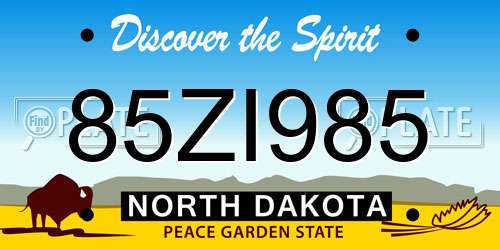 85ZI985 North Dakota License Plate