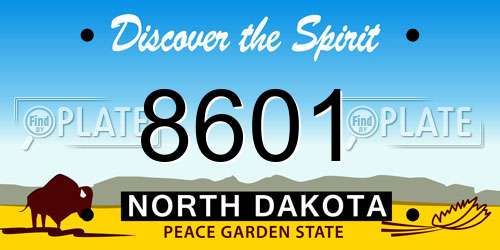 8601 North Dakota License Plate