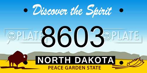 8603 North Dakota License Plate