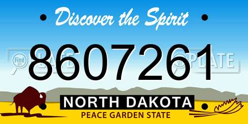 8607261 North Dakota License Plate