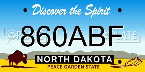 860ABF North Dakota License Plate