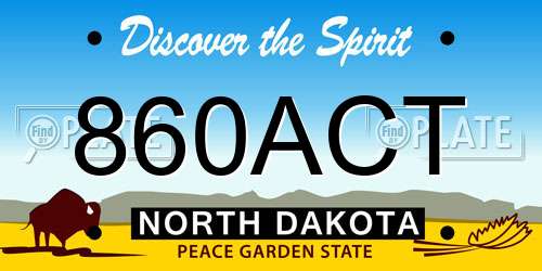 860ACT North Dakota License Plate