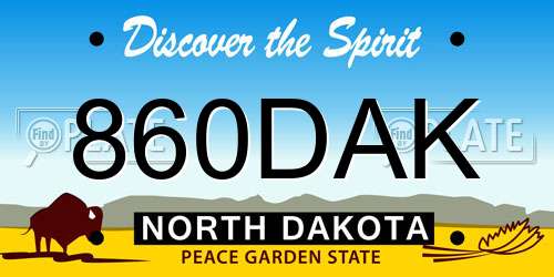 860DAK North Dakota License Plate