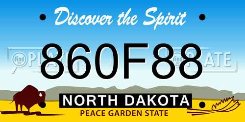 860F88 North Dakota License Plate