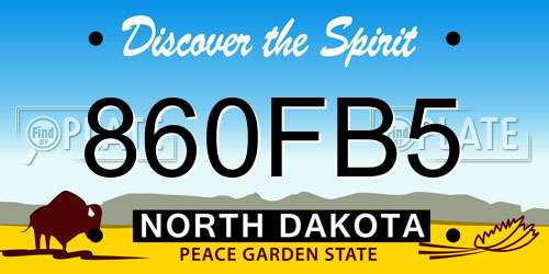 860FB5 North Dakota License Plate