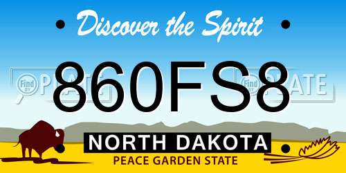 860FS8 North Dakota License Plate