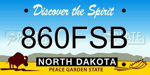 860FSB North Dakota License Plate