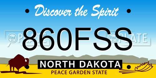 860FSS North Dakota License Plate