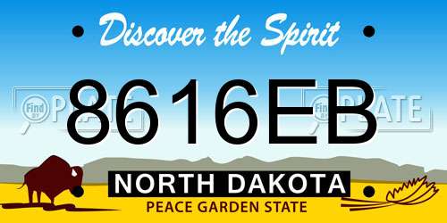 8616EB North Dakota License Plate