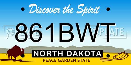 861BWT North Dakota License Plate