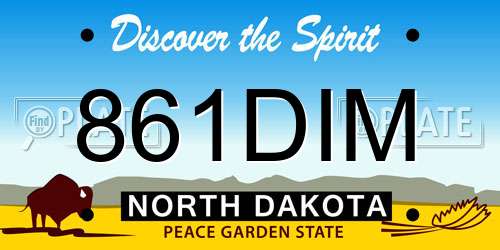 861DIM North Dakota License Plate