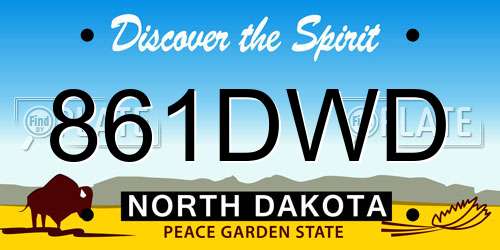 861DWD North Dakota License Plate