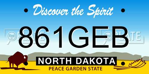 861GEB North Dakota License Plate