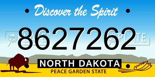8627262 North Dakota License Plate