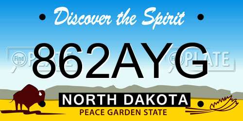 862AYG North Dakota License Plate