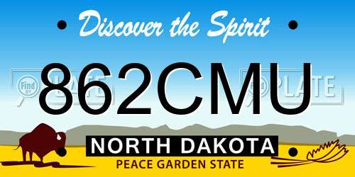 862CMU North Dakota License Plate