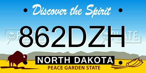 862DZH North Dakota License Plate