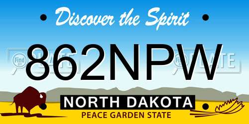 862NPW North Dakota License Plate