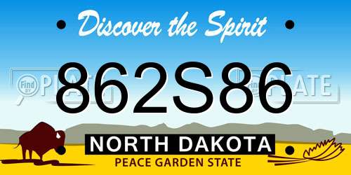 862S86 North Dakota License Plate