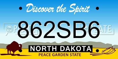862SB6 North Dakota License Plate