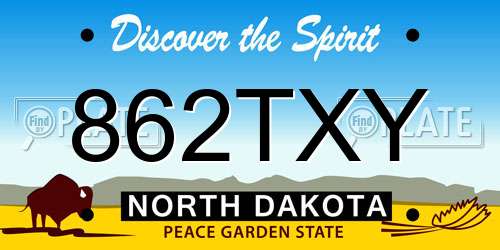 862TXY North Dakota License Plate