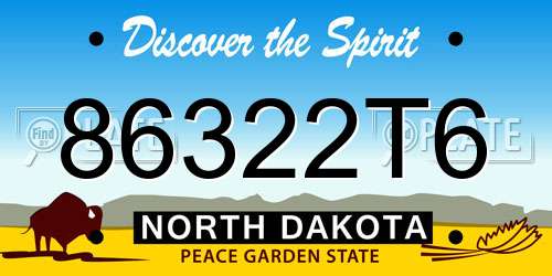 86322T6 North Dakota License Plate