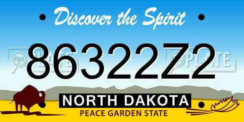 86322Z2 North Dakota License Plate