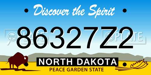 86327Z2 North Dakota License Plate