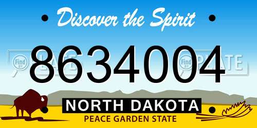 8634004 North Dakota License Plate