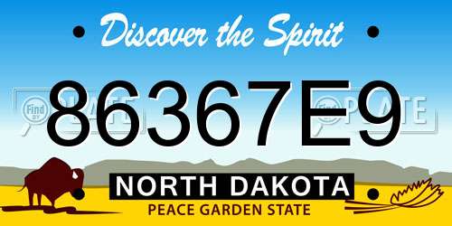 86367E9 North Dakota License Plate
