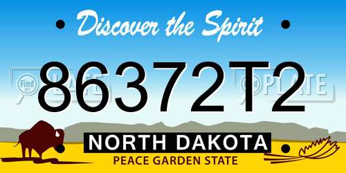 86372T2 North Dakota License Plate
