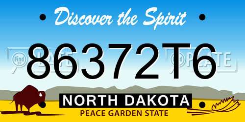 86372T6 North Dakota License Plate