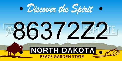86372Z2 North Dakota License Plate