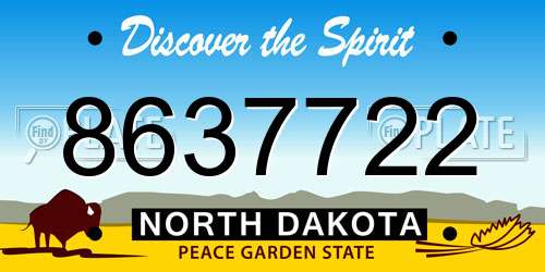 8637722 North Dakota License Plate