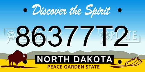 86377T2 North Dakota License Plate