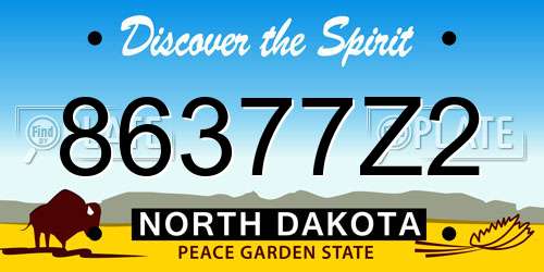 86377Z2 North Dakota License Plate