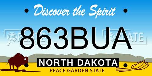 863BUA North Dakota License Plate