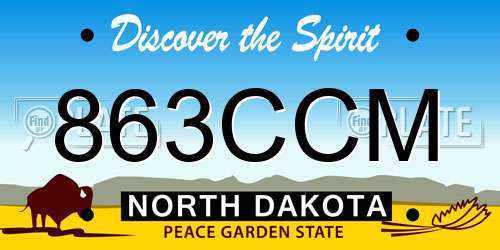 863CCM North Dakota License Plate