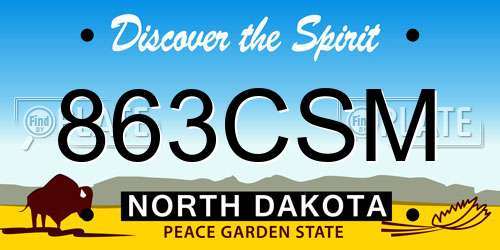 863CSM North Dakota License Plate