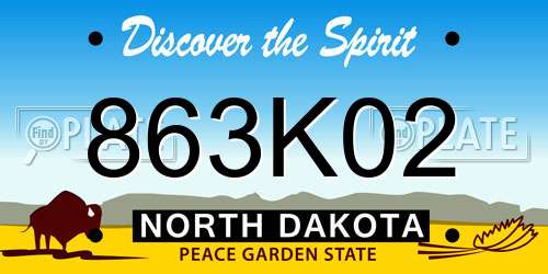 863K02 North Dakota License Plate
